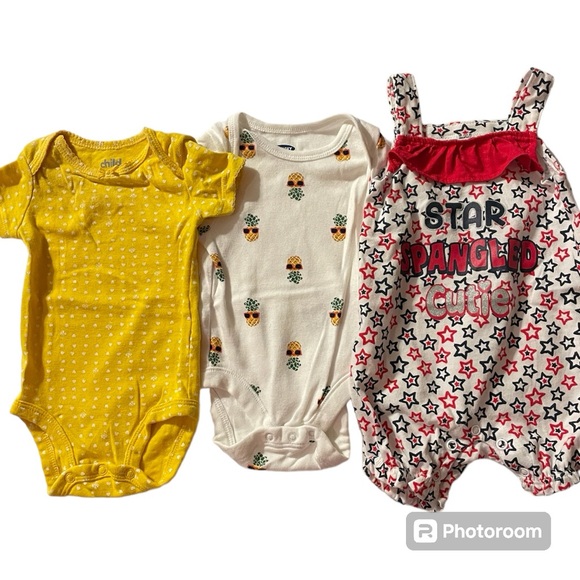 child of mine Other - 0-3 Months Infant Girls Carter Bodysuit Yellow & White Polka Dot Bow & Romper